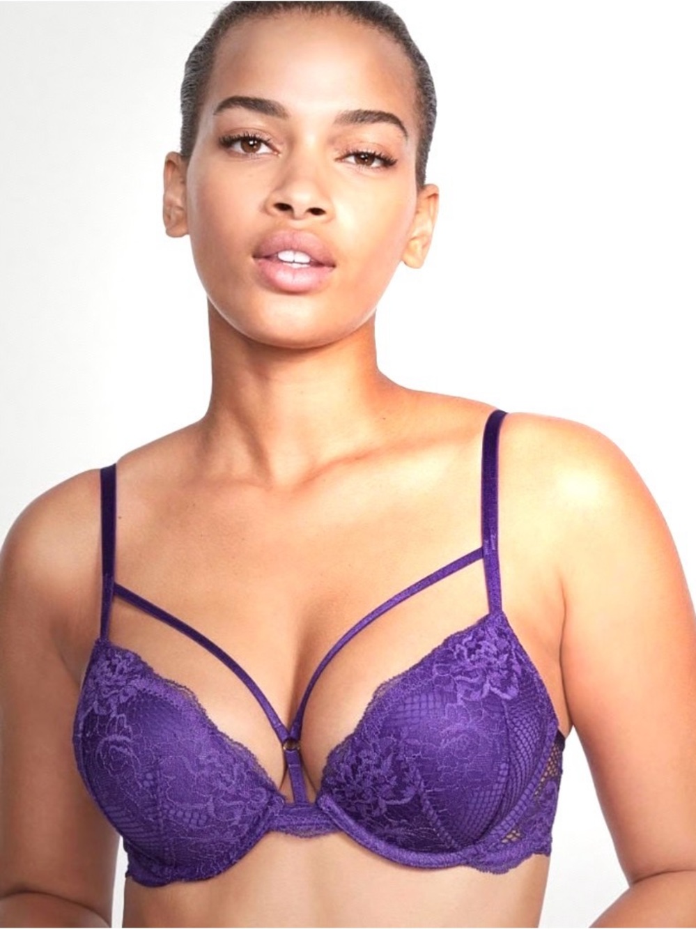 💜 BOMBSHELL Victoria's Secret Lace 2X-LIFT Push-Up Bra with Decorative Straps!